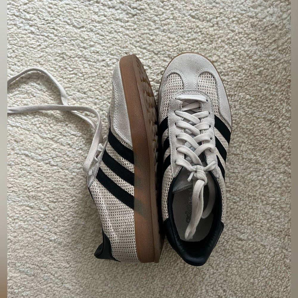 Adidas Cream and Black Suede Sneakers